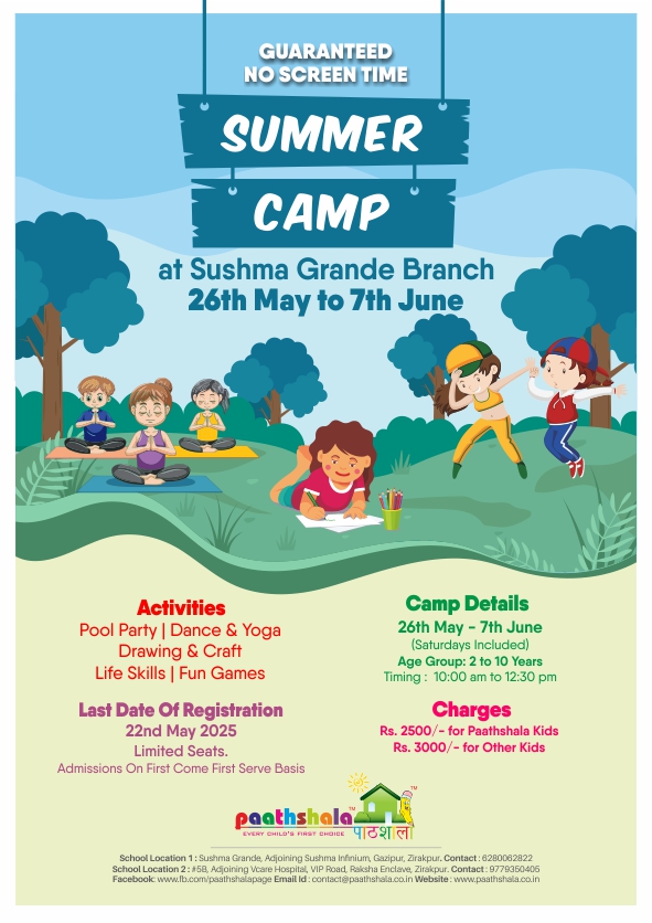 Kids enjoying Summer Camp 2025 at Paathshala, Zirakpur’s top playway school